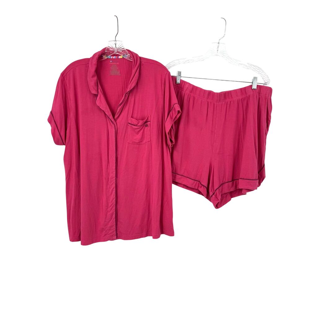 Magnetic Me Women's Pajama Lounge Shorts Set XXL Pink Modal Pockets Maternity - Picture 1 of 11